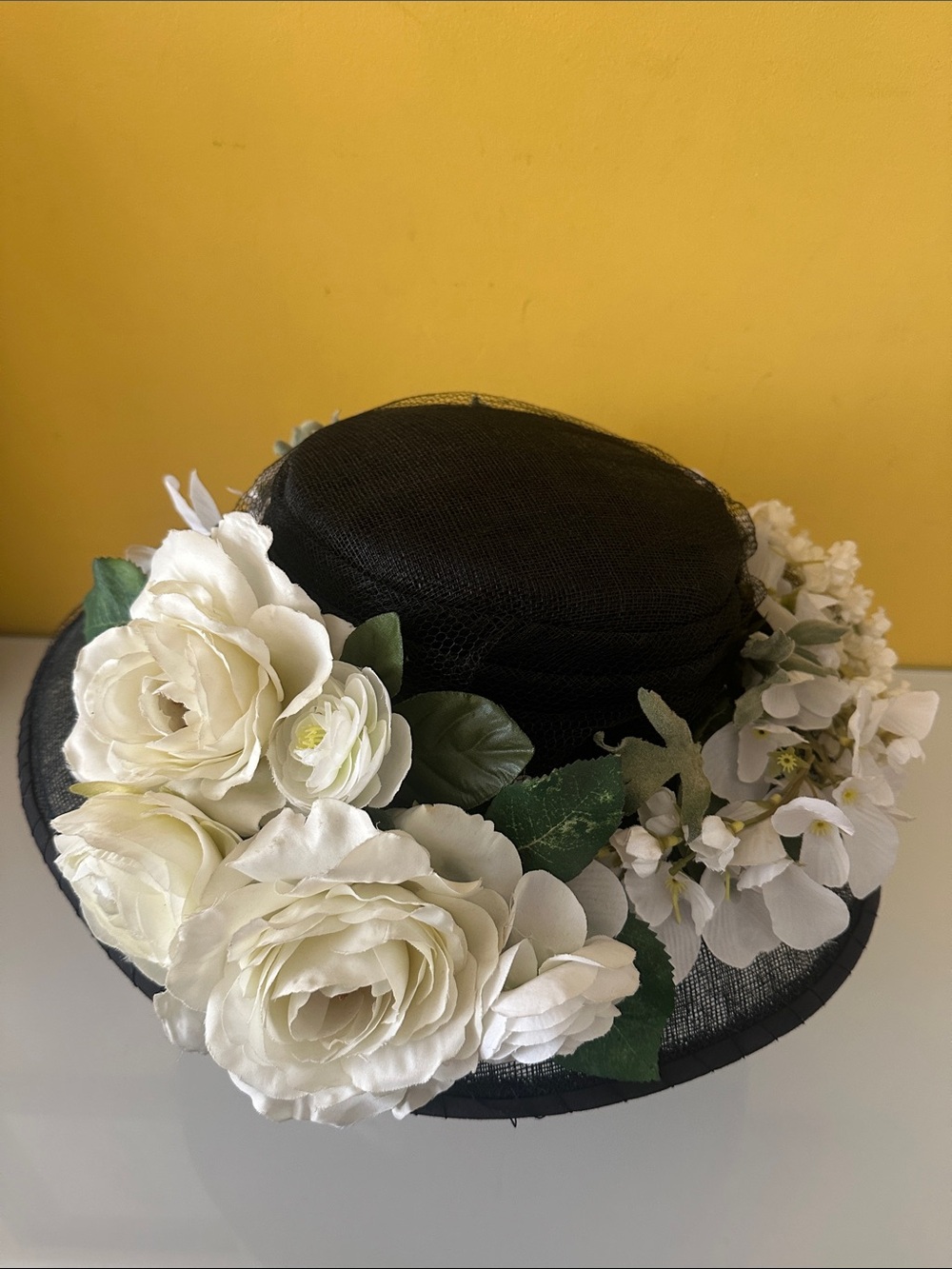 Laplein Vintage-style Black Sinamay Floral Wide-Brim Women's Hat Wedding Derby - Picture 2 of 16